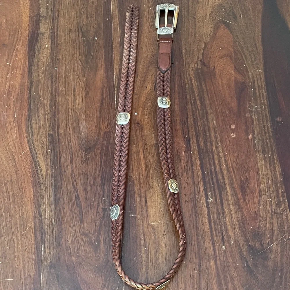 Brighton Q2108 Braided Double Leather Belt with Decorative Conchos 34”